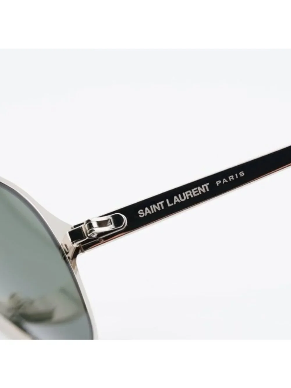 Saint Laurent SL734 002 Sunglasses Silver Aviator Frame, Grey Lenses